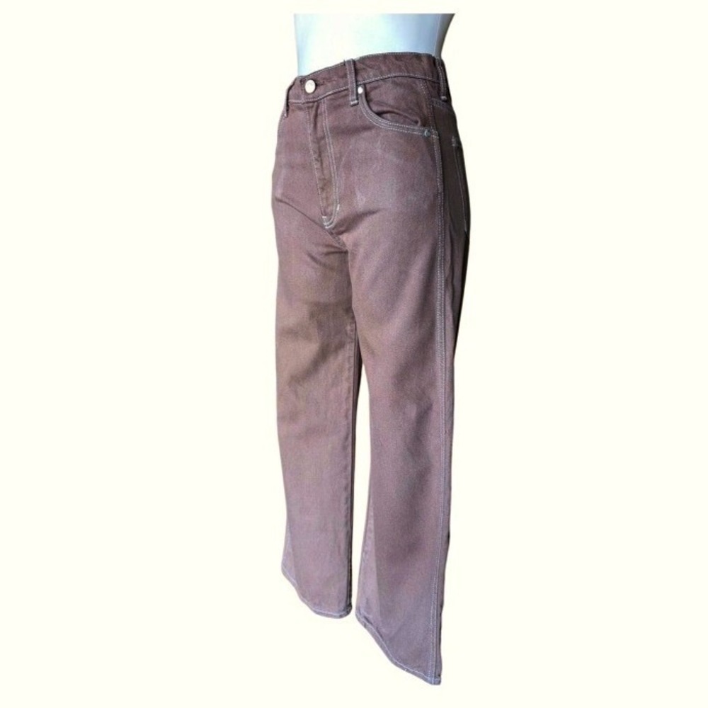Reformation Cowboy High Rise Straight Leg Jeans Brown Cacao Contrast Stitch S 27 - Picture 3 of 9